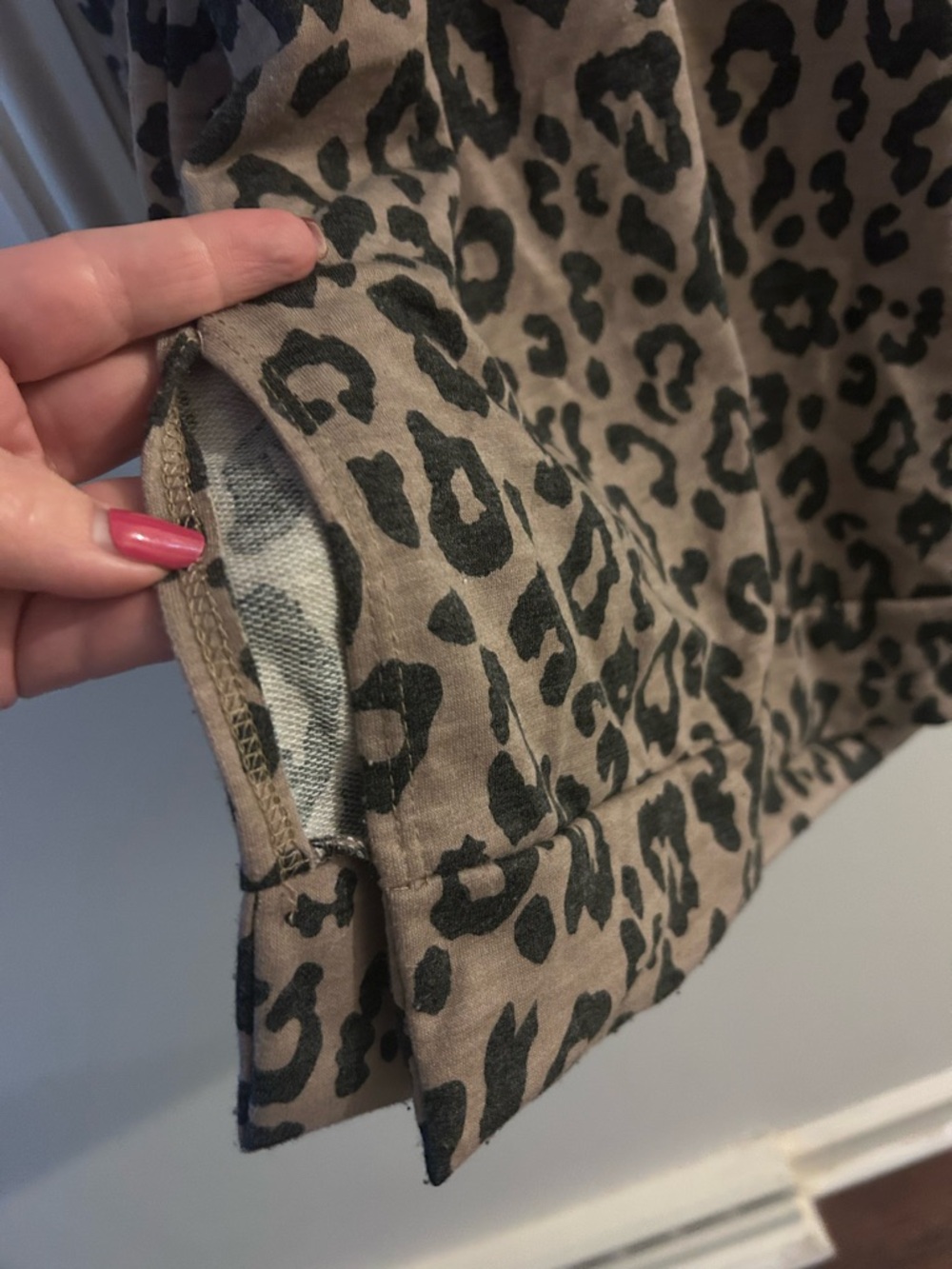 Leopard Print V-Neck mini dress — Taupe and Black - Picture 3 of 5